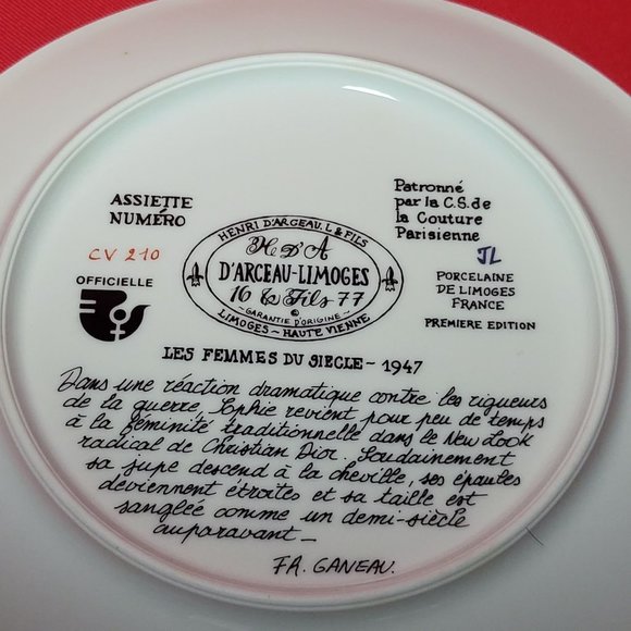 VTG 1978 D’Arceau Limoges Collectors Plate Sophie La Mode New Look La Feminite Z - Picture 7 of 10